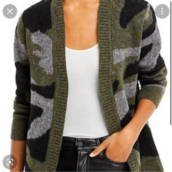 Aqua Camouflage Open‎ Cardigan Grey/Black/Olive Green Women's Size M - Picture 14 of 14